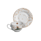 Jogo 6 Xicaras de Chá com Pires Natal Christmas Day 200ml - Ela Decora